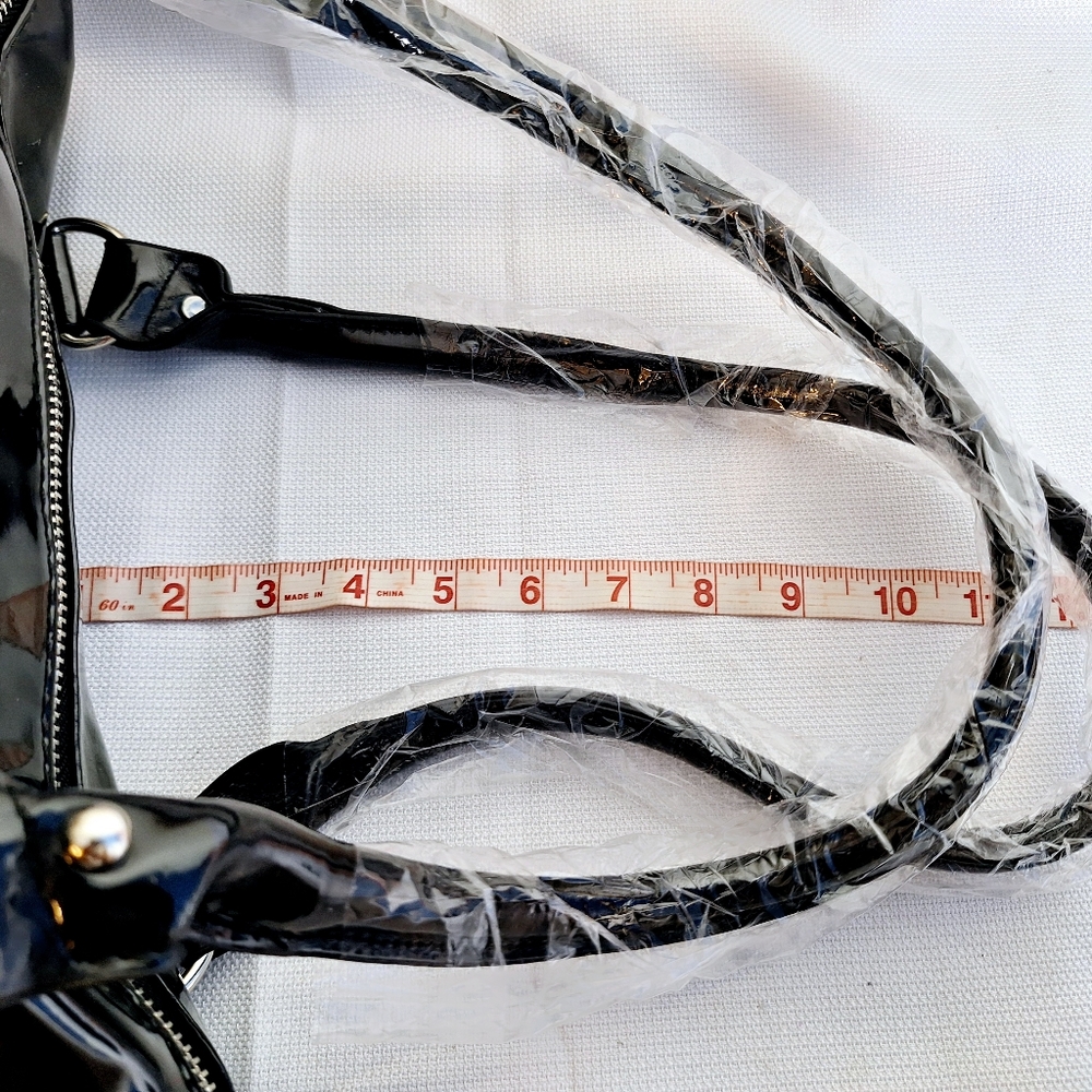 Voodoo Vixen Black Floral Satin & Patent Satchel - Picture 8 of 16